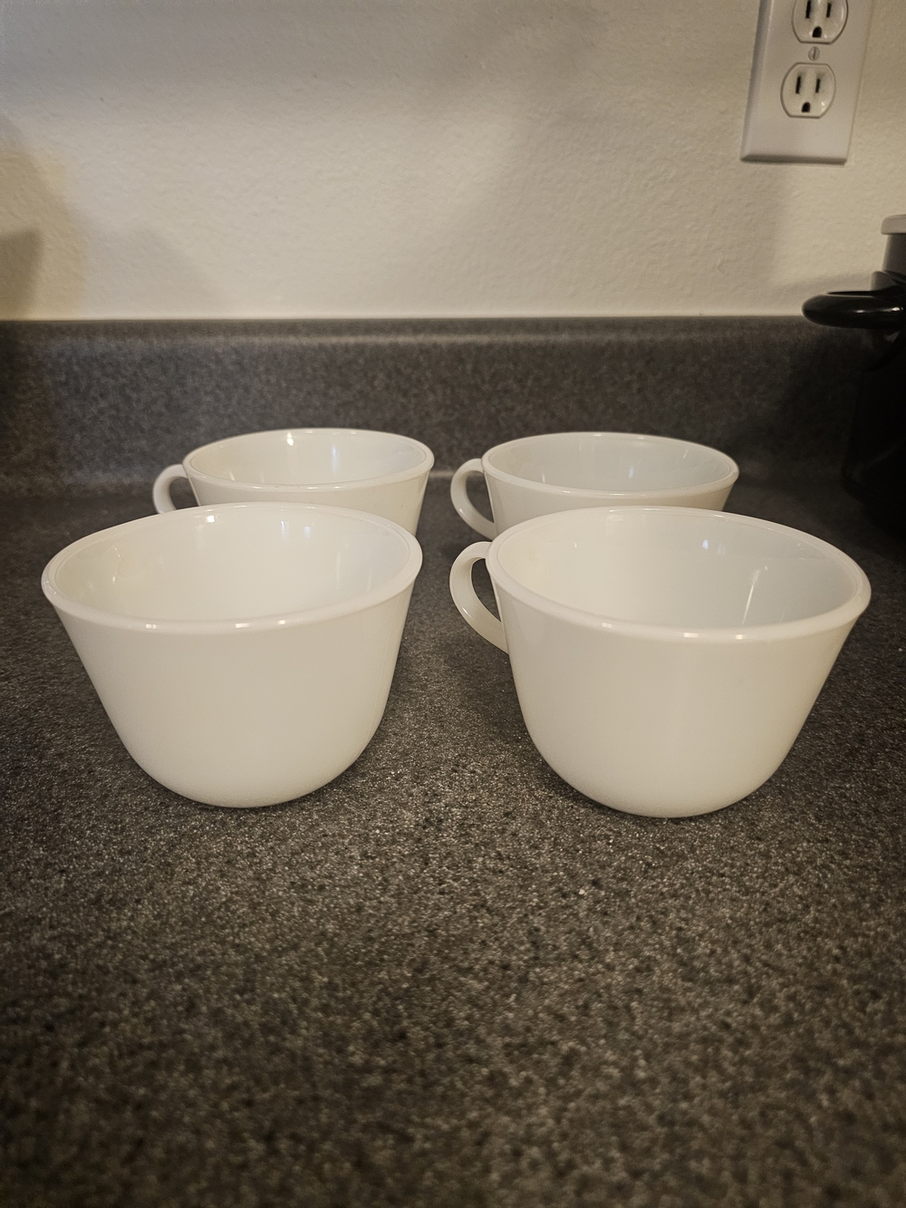 Vintage Pyrex White Milk Glass Coffee Cups - Set of 4